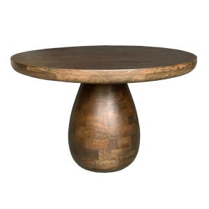 Table basse rond D. 70 cm en Manguier massif teinté noyer