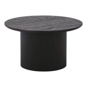 Table  basse ronde 80cm pieds relief mdf effet bois foncé