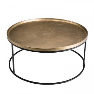 Table basse ronde aluminium doré pieds ronds métal noir D88…
