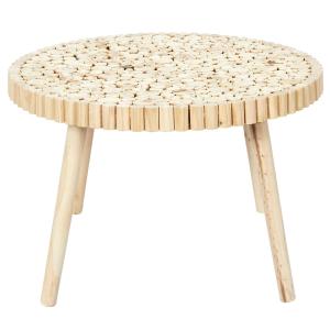 Table  basse ronde avec plateau en rondins de bois