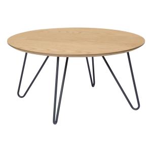 Table basse ronde bois clair et pieds métal D80 cm