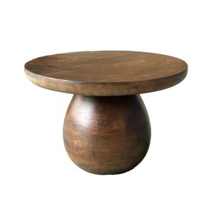 Table basse ronde D.50 cm en Manguier massif teinté noyer