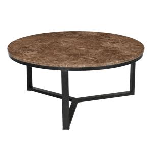 Table basse ronde D.60 cm en Marbre emperador et métal noir