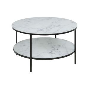 Table basse ronde effet marbre en verre et métal 2 niveaux…