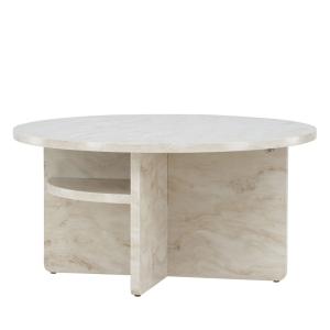 Table basse ronde effet marbre ø85cm - Beige