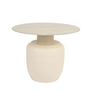 Table basse ronde effet travertin ø60cm - Beige