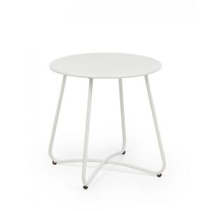 Table basse ronde en acier blanc