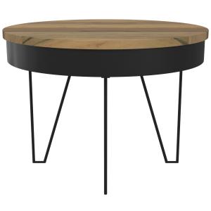Table basse ronde en bois d'acacia et métal noir D60 cm
