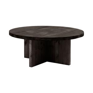 Table basse ronde en bois de sapin noire Ø60x33,2cm