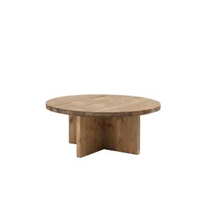 Table basse ronde en bois de sapin vieilli Ø60x33,2cm
