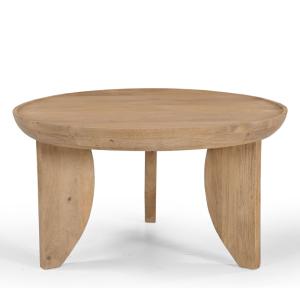 Table basse ronde en bois massif D84cm bois clair
