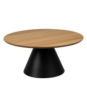 Table basse ronde en bois ø85cm - Bois clair et noir