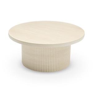 Table basse ronde en effet bois cannelé clair d85 cm