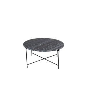 Table basse ronde en marbre et pieds en métal noir D70 gris