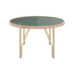 Table basse ronde en marbre vert Indien, bois et métal D85…