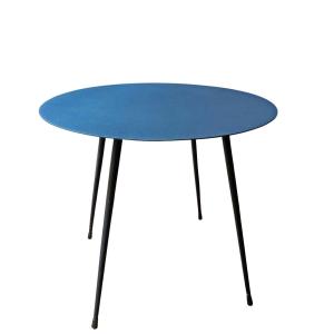 Table basse ronde en métal bleu