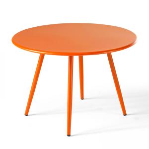 Table basse ronde en métal orange