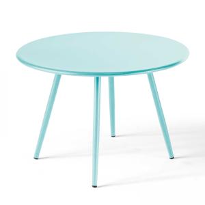 Table basse ronde en métal turquoise 50 cm