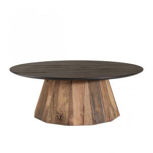 Table basse ronde en pin recyclé et contreplaqué D90