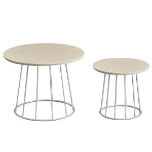 Table basse ronde lot de 2 cadre en acier beige naturel