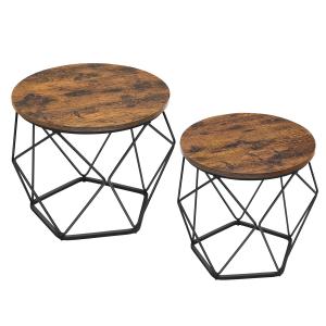 Table basse ronde lot de 2 cadre en acier marron rustique n…