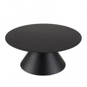 Table basse ronde noire 78x78cm pied conique métal