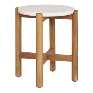 Table basse Ronde Ø37cm en acacia plateau en terrazzo