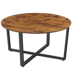 Table basse ronde style industriel effet bois marron rustiq…