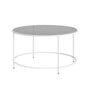 Table basse ronde verre acier gris blanc