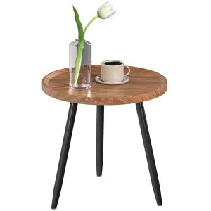 Table basse salon cadre en acier MDF effet bois de noyer