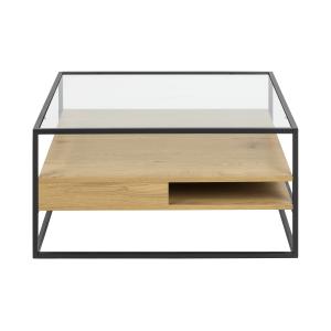 Table basse style contemporain 80 cm bois / noir