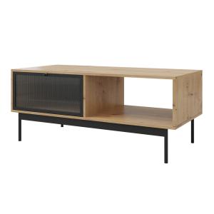 Table basse style industriel 120 cm noir / bois