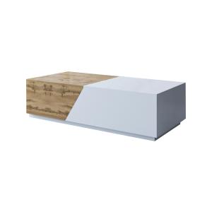 Table basse style industriel 124 cm bois / blanc