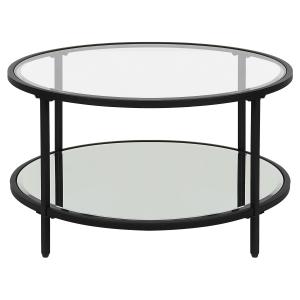Table basse verre et acier noir ronde