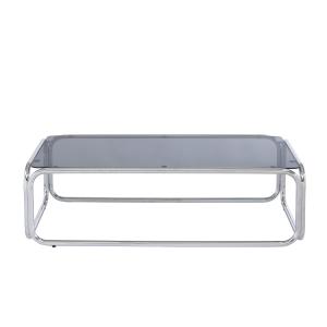 Table basse verre trempé noir structure en chrome