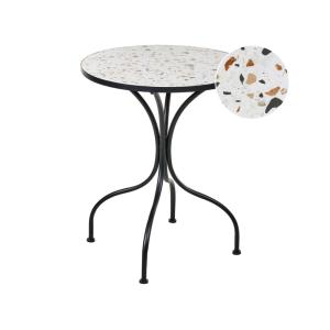 Table bistrot 60 cm 60 cm effet terrasse métal blanc noir