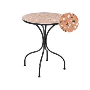 Table bistrot 60 cm 60 cm effet terrasse métal marron noir