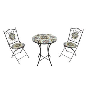 Table bistrot avec 2 chaises, mosaïque, authentique