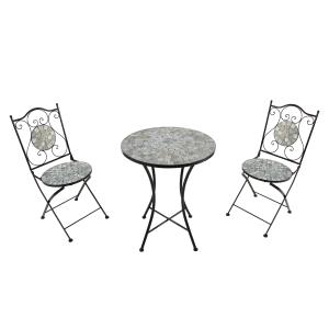 Table bistrot avec 2 chaises, mosaïque, beige sable