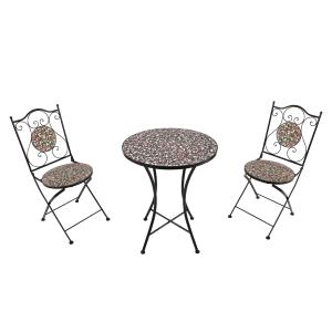 Table bistrot avec 2 chaises, mosaïque, rose