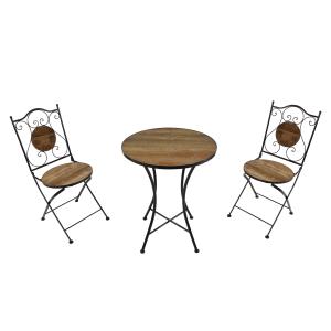 Table bistrot avec 2 chaises, mosaïque, style bois