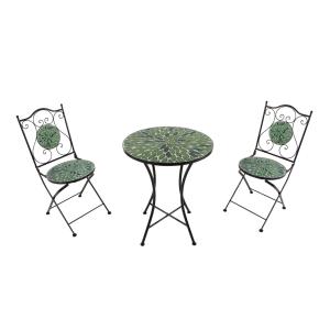 Table bistrot avec 2 chaises, mosaïque, vert