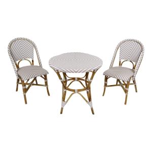 Table bistrot avec 2 chaises, rotin, marron