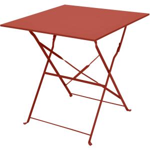 Table bistrot pliante  70x70 cm en acier terracotta