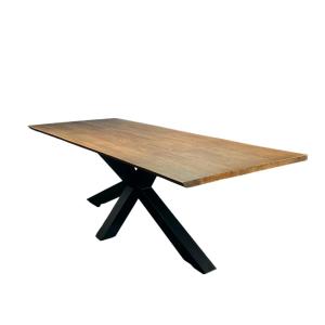 Table bords irréguliers en chêne massif brun pied mikado L2…