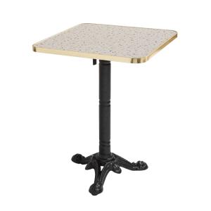 Table carrée 60 cm inclinable plateau marbre terrazzo/doré…