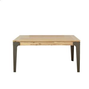 Table carrée en acacia et métal 1 rallonge 10 couverts tein…