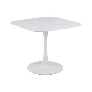 Table carrée en céramique et pied tulipe en métal L90 blanc…