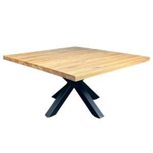 Table carrée en chêne massif blond avec pied mikado métal L…