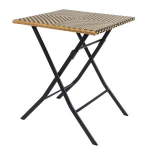 Table  carrée pliable 60cm tressée marron et noir